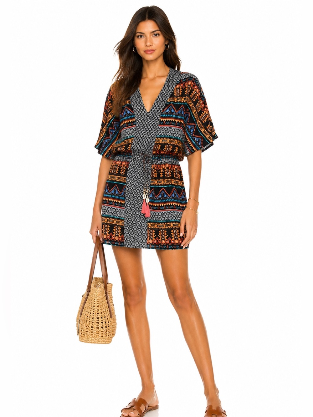 Seafolly lTribal Print Medium
Boho Printed V-Neck Tie-Waist Mini Dress
